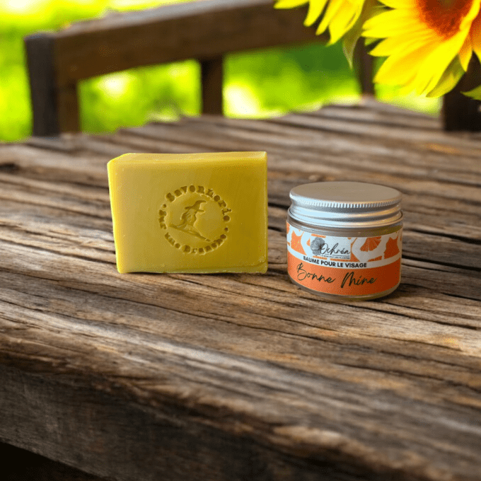 baume visage paquerette rose damas et savon naturel coffret soin eclat peau lumineuse