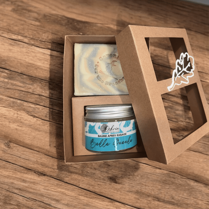 coffret visage homme savon et baume apres rasage naturel apaisant calendula lavande artisanal