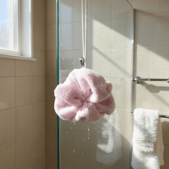 Fleur de douche en coton de bambou bio