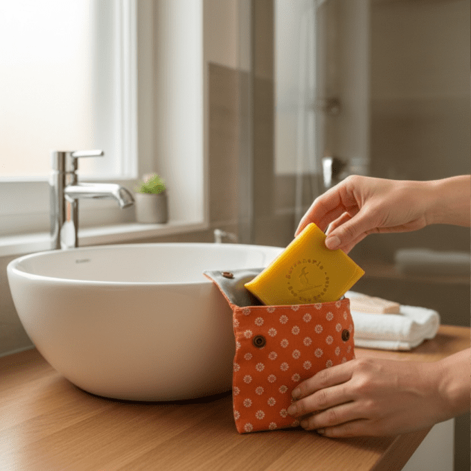 pochette de transport imperméable pour savon solide artisanal