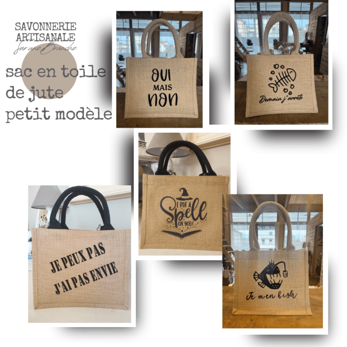 Sac en toile de jute – petit modèle personnalisable