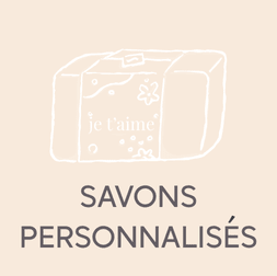 "Illustration d’un savon personnalisé avec l’inscription 'je t’aime', catégorie savons à message ou sur-mesure" />